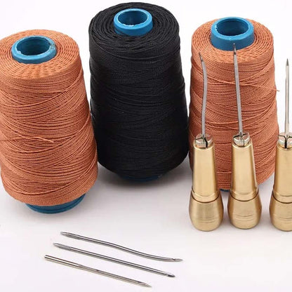 💯 PROMO FLASH : 50% DE RÉDUCTION ! Kit d'Alêne pour Couture du Cuir 3/4 Pièces – Manche en Cuivre Poli & Aiguilles Interchangeables avec Fil Ciré for des Finitions Professionnelles Durables ✨🧵