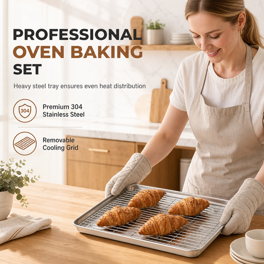 🍪 PROMO FLASH : 50% DE RÉDUCTION ! Plaque à Pâtisserie Rectangulaire en Acier Inoxydable avec Grille – Diffusion Uniforme de la Chaleur, Égouttage des Graisses & Circulation d'Air for une Cuisson Dorée et Croustillante ✨🔥