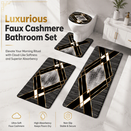🛁 PROMO FLASH : 50% DE RÉDUCTION ! Lot de 4 Tapis de Salle de Bain en Imitation Cachemire – Fibres Épaisses Absorbantes, Finitions Anti-Effilochage & Base Adhérente for un Confort Moelleux au Quotidien ✨