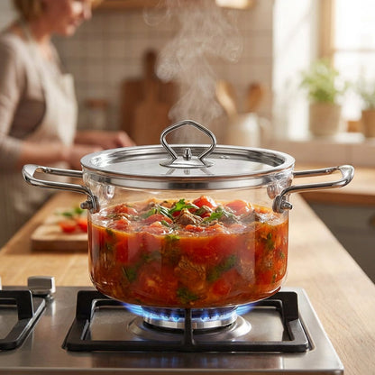 🍲 PROMO FLASH : 50% DE RÉDUCTION ! Casserole en Verre Borosilicate – Résiste aux Chocs Thermiques, Compatible Chaleur Directe & Poignées en Inox Ergonomiques for une Cuisson Transparente et Parfaite ✨🔥