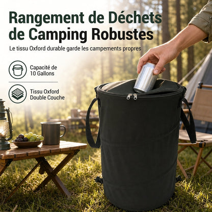 🏕️ PROMO FLASH : 50% DE RÉDUCTION ! Poubelle de Camping Pliante avec Couvercle – Tissu Oxford 600D Imperméable, Structure en Acier à Ressort & Sangle de Suspension for un Camping Propre et Organisé ✨♻️