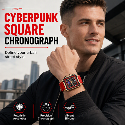 ⌚ PROMO FLASH : 50% DE RÉDUCTION ! Montre Squelette Carrée pour Homme – Chronographe Quartz de Précision, Bracelet Silicone Respirant & Étanchéité 3 ATM for un Style Industriel et Futuriste au Quotidien ✨🕐