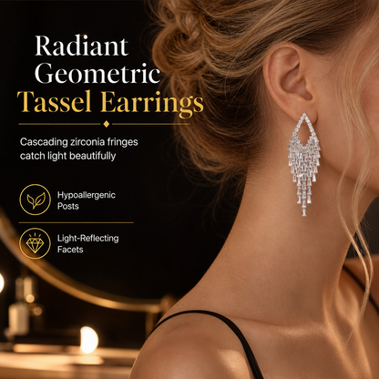 💎 PROMO FLASH : 50% DE RÉDUCTION ! Boucles d'Oreilles Zircon à Pampilles – Tiges S925 Argent Sterling, Cristaux Capteurs de Lumière & Design Flatteur for un Éclat Élégant au Quotidien ✨💫