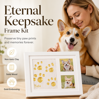 🐾 PROMO FLASH : 50% DE RÉDUCTION ! Kit Cadre Photo Souvenir Empreintes – Triple Volet, Matériaux Non Toxiques & Prise d'Empreinte Haute Précision for Immortaliser les Mains, Pieds de Bébé ou Pattes d'Animaux ✨🤍