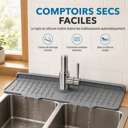 💧 PROMO FLASH : 50% DE RÉDUCTION ! Tapis de Protection Anti-Éclaboussures pour Robinet en Silicone Alimentaire – Canaux de Drainage Inclinés, Découpable & Épaissi for un Plan de Travail Sec et Sans Moisissure ✨🍳