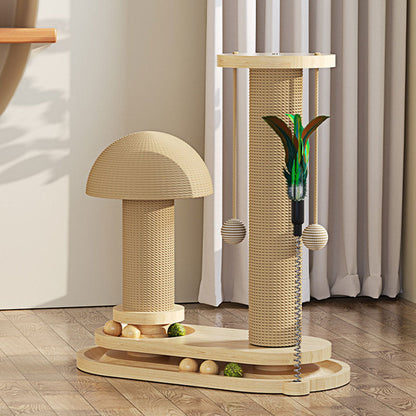 🐾 PROMO FLASH : 50% DE RÉDUCTION ! Griffoir Interactif pour Chat avec Plumeau & Balle de Jeu – Bois de Qualité Supérieure & Sisal Naturel, Base Large Anti-Basculement for des Heures de Jeu et des Meubles Protégés ✨🐱