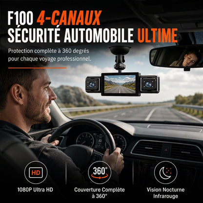 🎥 PROMO FLASH : 50% DE RÉDUCTION ! Dashcam F100 à 4 Objectifs – Enregistrement 1080P, Vision Nocturne Infrarouge & Synchronisation GPS for une Couverture Multicanal de la Route et de l'Habitacle 🛰️✨