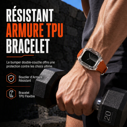 ⌚🛡️ PROMO FLASH : 50% DE RÉDUCTION ! Bracelet Sport Intégré avec Boîtier Blindé TPU pour Montre Connectée – Double Couche Antichoc, TPU Souple & Design Monobloc for une Protection 360° au Quotidien ✨