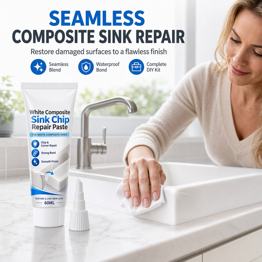 🛠️ PROMO FLASH : 50% DE RÉDUCTION ! Pâte de Réparation Blanche pour Évier en Composite & Lavabo (60 ml) – Résine Haute Adhérence, Imperméable & Anti-Jaunissement for une Restauration Invisible et Durable ✨
