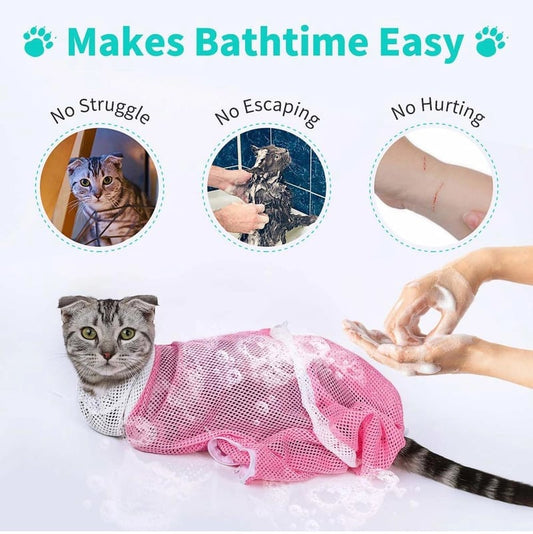 🐱🚿 PROMO FLASH : 50% DE RÉDUCTION ! Sac de Toilettage & de Bain Anti-Griffures pour Chat – Maille Respirante Haute Résistance, Zips d'Accès Pattes & Double Cordon Réglable for des Soins Félin Sans Stress et Sécurisés ✨