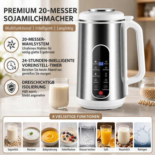 🥛⚡ PROMO FLASH : 50% DE RÉDUCTION ! Blender Chauffant & Machine à Lait Végétal 304 Inox – Sans Filtrage, Départ Différé & Multi-Menus for des Laits Onctueux et Repas Maison Prêts en Un Instant ✨