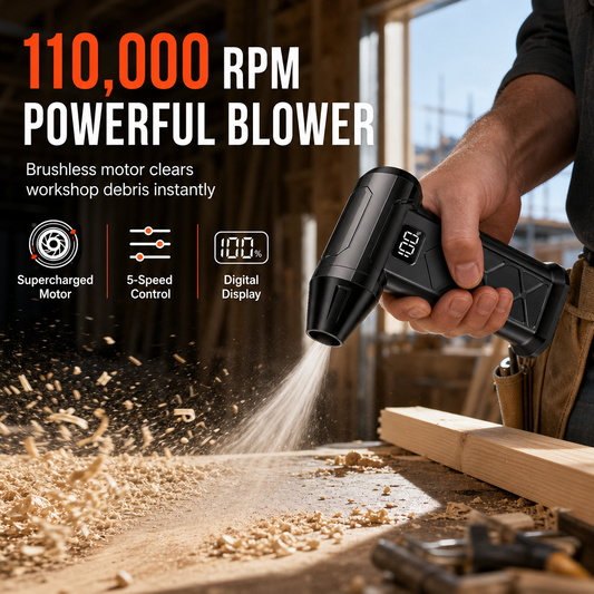 💨⚡ PROMO FLASH : 50% DE RÉDUCTION ! Mini Souffleur Turbo Sans Fil 110 000 Tr/Min – Moteur Brushless Surpuissant, Aspiration & Lampe LED for un Nettoyage Express de la Maison, l'Atelier & la Voiture ✨