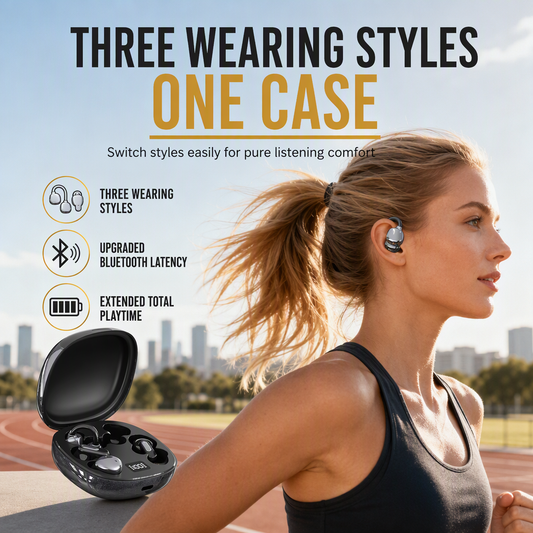 🎧✨ PROMO FLASH : 50% DE RÉDUCTION ! Écouteurs Sans Fil Bluetooth 3-en-1 – Clips Sport, Oreillettes Sommeil & Tiges Quotidiennes, Bluetooth 5.0, 48h & Écran LED for un Confort Audio du Running au Coucher ✨