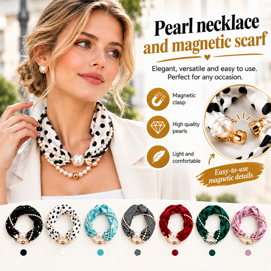 ✨ PROMO FLASH : 50% DE RÉDUCTION ! Foulard-Collier Magnétique Détachable avec Perles Décoratives – Fermoir Instantané Sans Nœud, Tissu Toucher Soie & Accessoire 3-en-1 for une Élégance Parisienne Au Quotidien ✨