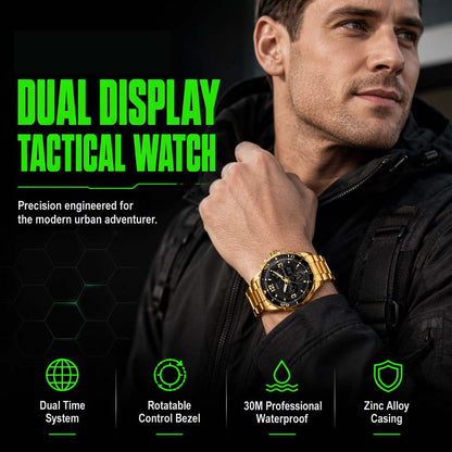 ⌚✨ PROMO FLASH : 50% DE RÉDUCTION ! Montre Tactique Homme à Double Affichage Analogique/Numérique – Boîtier en Alliage de Zinc Résistant, Étanche 3ATM & Bracelet Acier Inoxydable for Précision et Fiabilité au Quotidien ✨