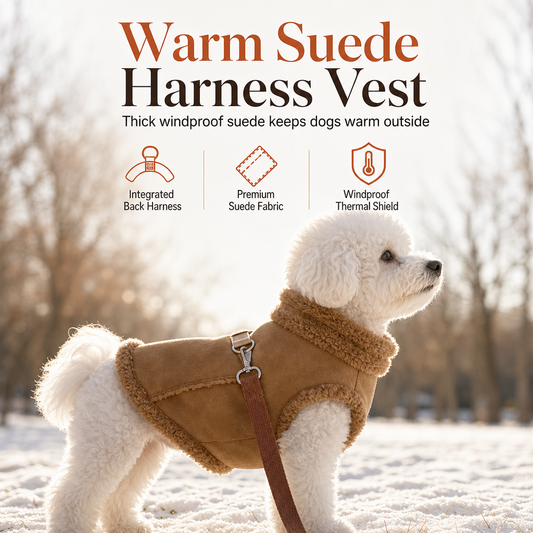 🐕 PROMO FLASH : 50% DE RÉDUCTION ! Manteau Harnais d'Hiver Chaud en Suède Épais pour Chien, Veste Polaire Sherpa avec Anneaux de Laisse Intégrés for des Promenades Confortables et Sécurisées ✨