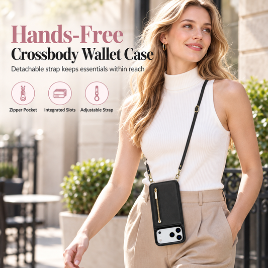 👜 PROMO FLASH : 50% DE RÉDUCTION ! Coque Portefeuille Bandoulière iPhone avec Poche Zippée & Support Béquille, Cuir PU & Sangle Amovible for un Téléphone Élégant et Mains Libres ✨