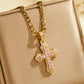 ✝️ PROMO FLASH : 50% DE RÉDUCTION ! Collier Pendentif Croix Hip-Hop Zircon Baguette & Chaîne Figaro en Laiton – Strass Taille Baguette, Placage Anti-Ternissement & Maille Figaro Massive for un Look Streetwear Iced Out ✨