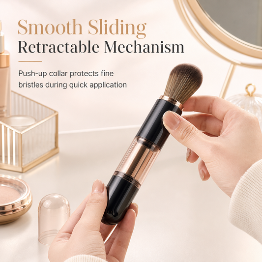 🌸 PROMO FLASH : 50% DE RÉDUCTION ! Set de Pinceaux de Maquillage 5-en-1 Rétractable et Portable avec Capsule Hygiénique, Pinceaux Poudre, Blush, Yeux & Lèvres for un Maquillage Professionnel Partout ✨