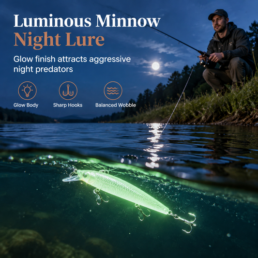 🎣✨ Lot de Leurres Minnow Phosphorescents 7cm – Éclat Nocturne Persistant, Nage Vibrante & Double Triples Renforcés
