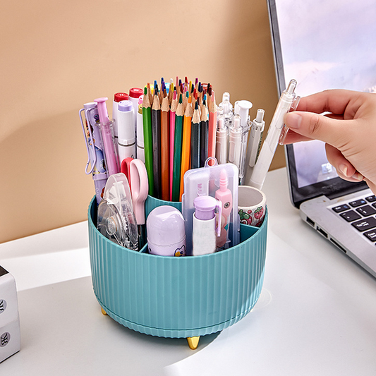 🔄 PROMO FLASH : 50% DE RÉDUCTION ! Organiseur Rotatif 360° pour Bureau & Coiffeuse, 5 Compartiments avec Pieds Dorés for un Rangement Chic et Malin ✨