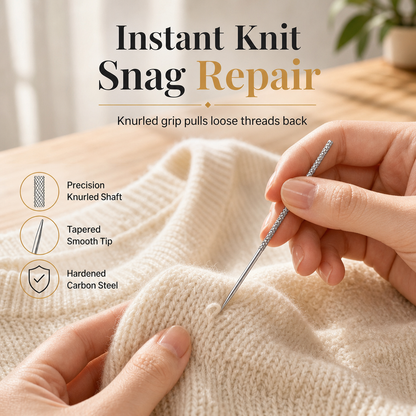 🧶 PROMO FLASH : 50% DE RÉDUCTION ! Lot de 25 Aiguilles Réparatrices d'Accrocs à Tête Moletée pour Tricots – Tige Texturée Attrape-Fil & Acier Carbone for Réparer vos Vêtements en 3 Secondes Sans les Abîmer ✨