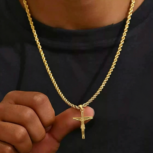 ✝️ PROMO FLASH : 50% DE RÉDUCTION ! Collier Crucifix Homme & Femme – Plaqué Or ou Argent, Hypoallergénique & Chaîne Corde Robuste for un Bijou de Foi Élégant et Durable ✨