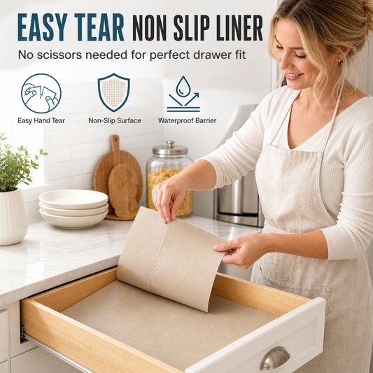 🏡 PROMO FLASH : 50% DE RÉDUCTION ! Tapis de Tiroir et Étagère Antidérapant Découpable à la Main Sans Outil – Surface Gaufrée Imperméable en TPR for un Rangement Protégé et Silencieux ✨