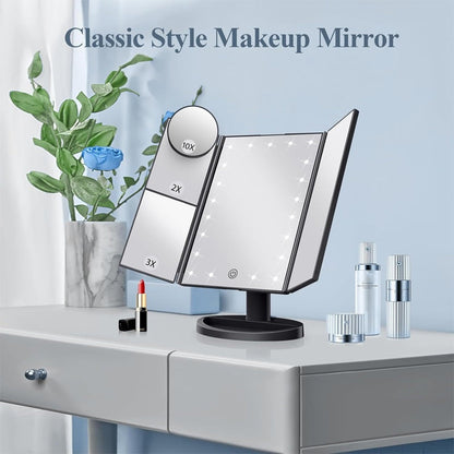✨ PROMO FLASH : 50% DE RÉDUCTION ! Miroir de Maquillage Triptyque LED avec Grossissements 1X/2X/3X/10X – Lumière Réglable & Rotation 180° for un Maquillage Parfait en Toute Occasion 💄