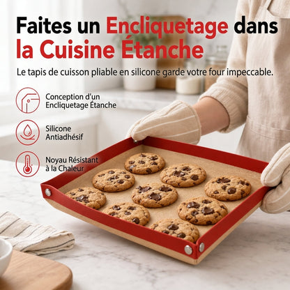 🥐 PROMO FLASH : 50% DE RÉDUCTION ! Tapis de Cuisson en Silicone et Fibre de Verre à Coins Clipsables Anti-Débordement – Rehaussez les Bords en un Clic pour un Bac Étanche for une Pâtisserie et une Rôtisserie Sans Taches au Four ✨
