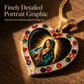 💖 PROMO FLASH : 50% DE RÉDUCTION ! Collier Pendentif Cœur Doré avec Portrait Sacré et Strass Multicolores – Médaillon Baroque Vintage for Illuminer Votre Style avec Éclat et Mystère ✨