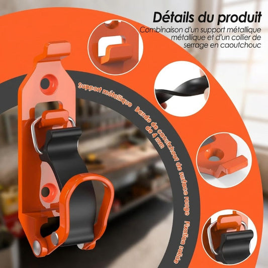 🛠️ 50% DE RÉDUCTION ! 🔧 Supports Muraux Robustes avec Pinces pour Outils – Alliage de Zinc, Pince Caoutchouc & Capacité 14,5 kg – Idéal pour Garage, Atelier et Véhicule – Lot de 2 ou 4 🚗🏠✨
