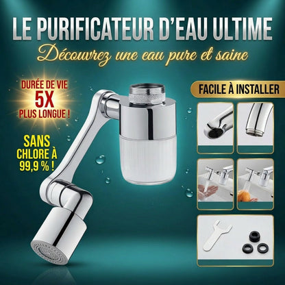 🚰🔄 PROMO FLASH 50% ! Robinet Multifonctionnel Rotatif 360° – Bras 1080°, Double Mode (Bulles/Boost), Filtration Eau, Laiton Plaqué 9 Couches, Idéal Cuisine & Salle de Bain ✨