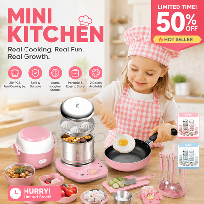 🎁 MEILLEUR CADEAU POUR ENFANT 50 % DE RÉDUCTION ! 🍳 Kit de Cuisine Miniature Réelle pour Enfants – 22 Pièces, Fonctionnel & Sécurisé ✨